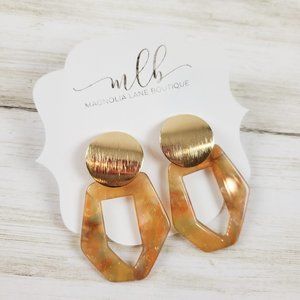 Geometric Marbled Sparkled Earrings - Gold